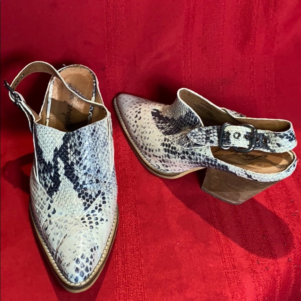 Free People snake print mules